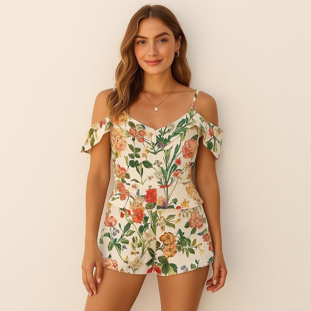 Floral Print Romper – Size M (Brand New, Never Worn)